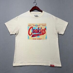 Cookies T-Shirt Mens Large Cream Loud Packs Graphic Short Sleeve Cotton Y2K